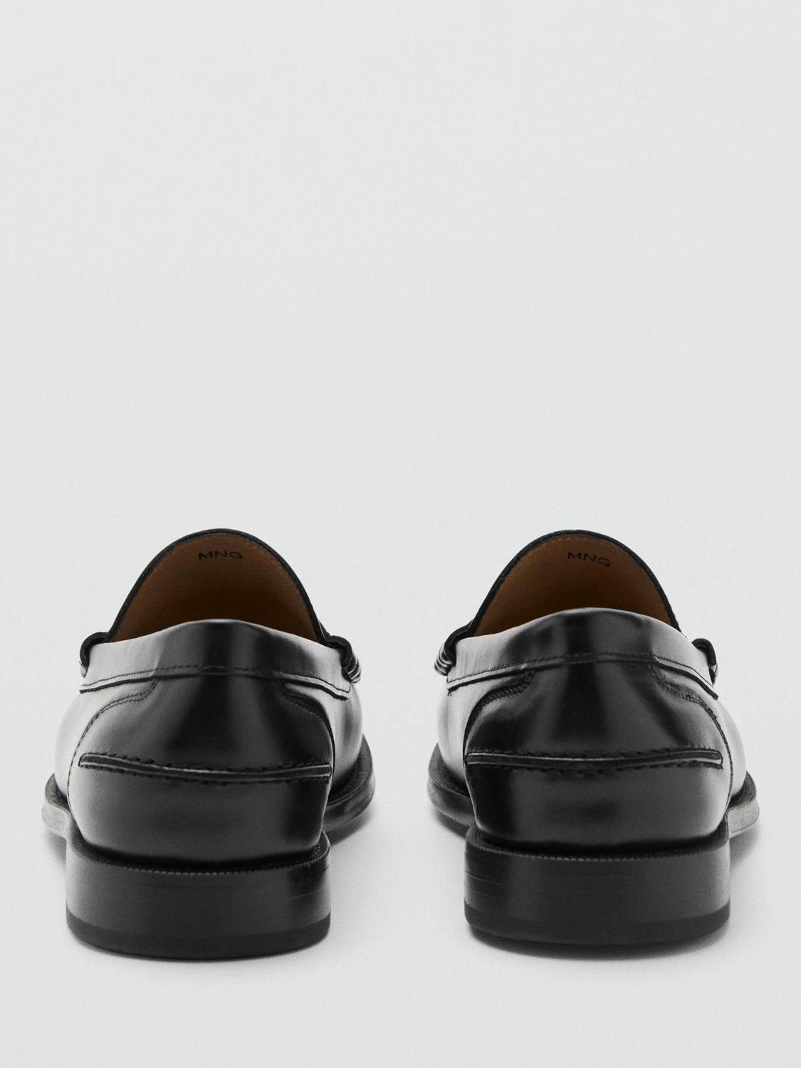 Product image 4 of 5, which shows Mango Classic Leather Loafers, Black, 10