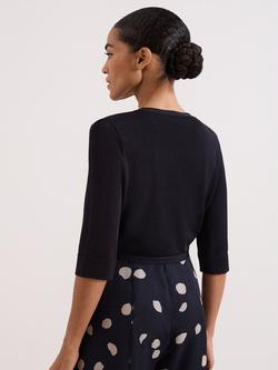 Phase Eight Knitted Riah Shrug, Navy - view 2, Navy