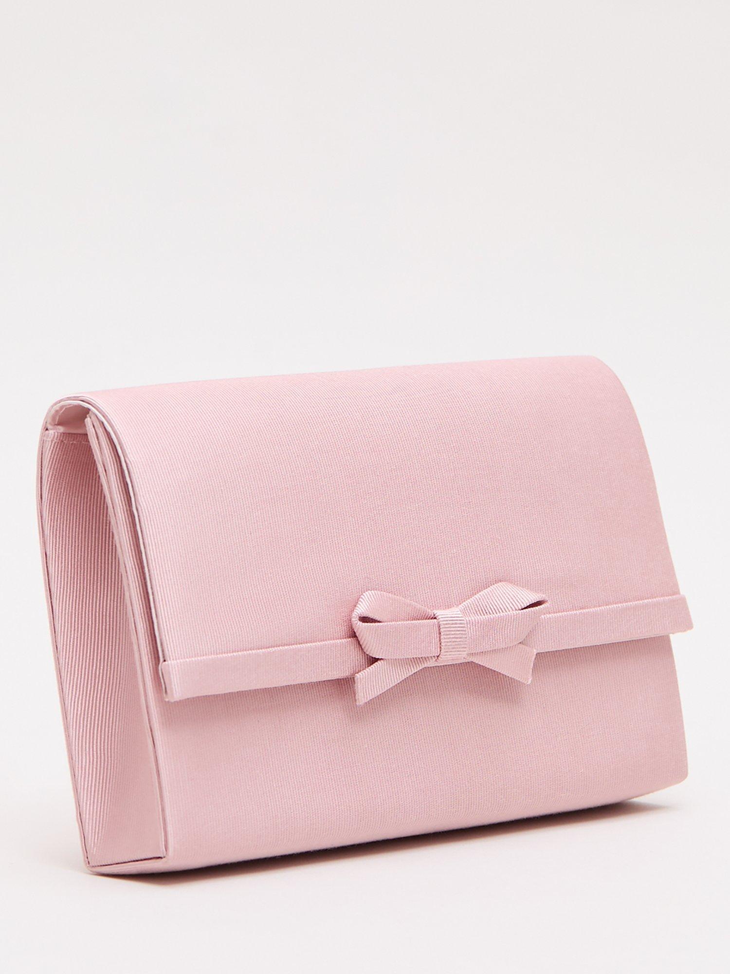 Product image 2 of 8, which shows Phase Eight Grosgrain Bow Clutch Bag, Pale Pink, One Size