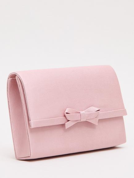 Phase Eight Grosgrain Bow Clutch Bag, Pale Pink - view 2, Pale Pink