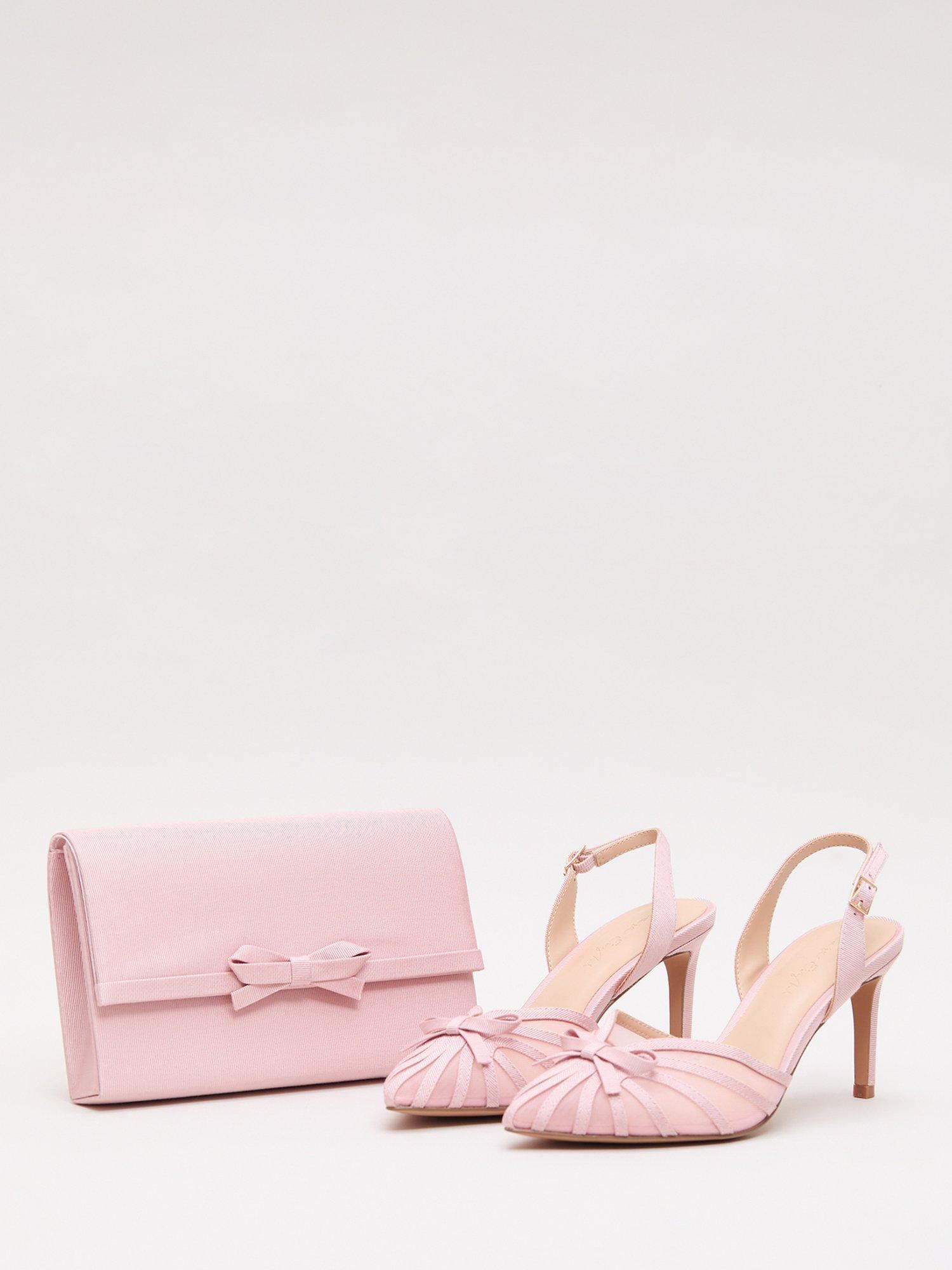Product image 5 of 8, which shows Phase Eight Grosgrain Bow Clutch Bag, Pale Pink, One Size