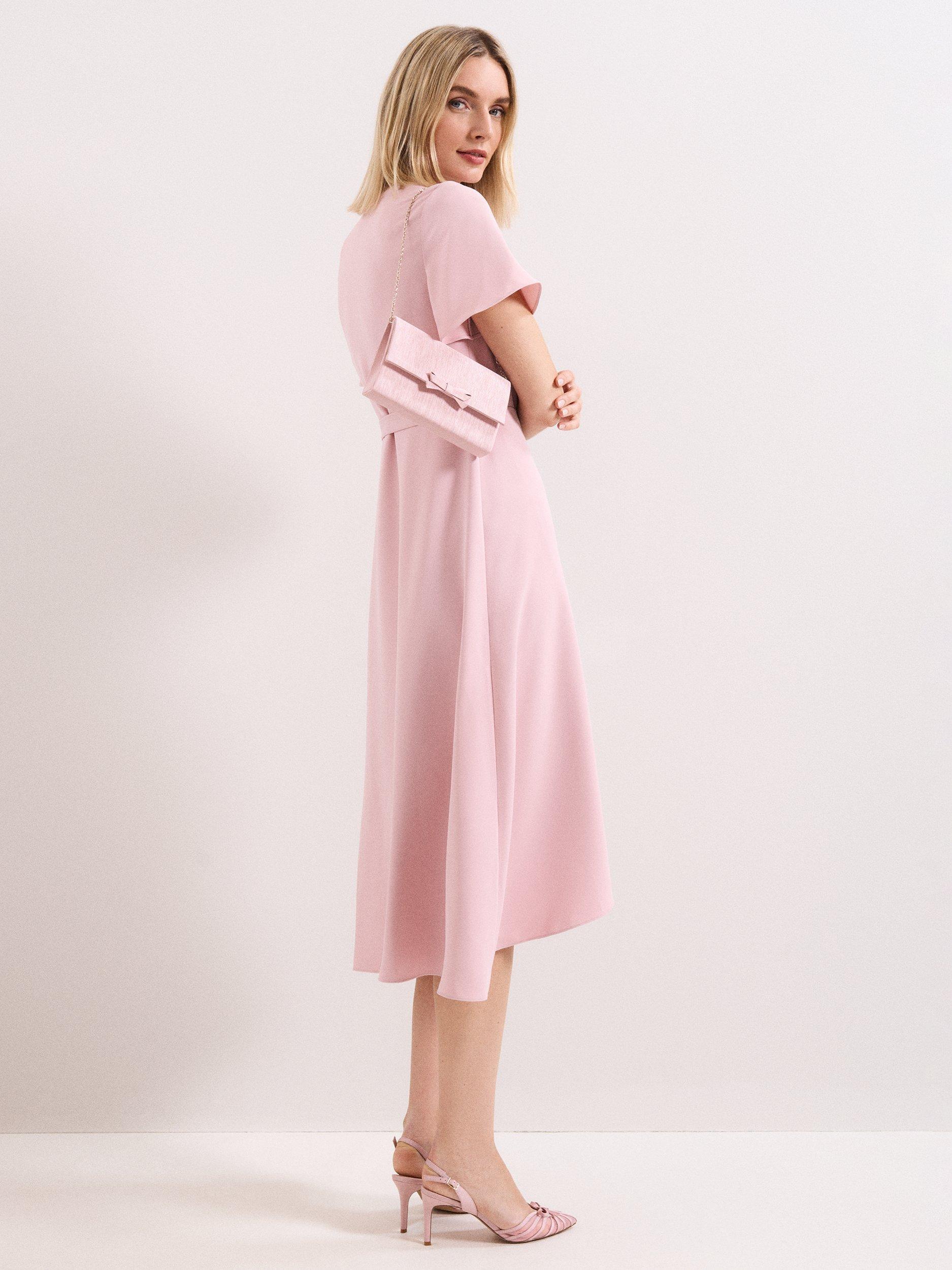 Product image 6 of 8, which shows Phase Eight Grosgrain Bow Clutch Bag, Pale Pink, One Size