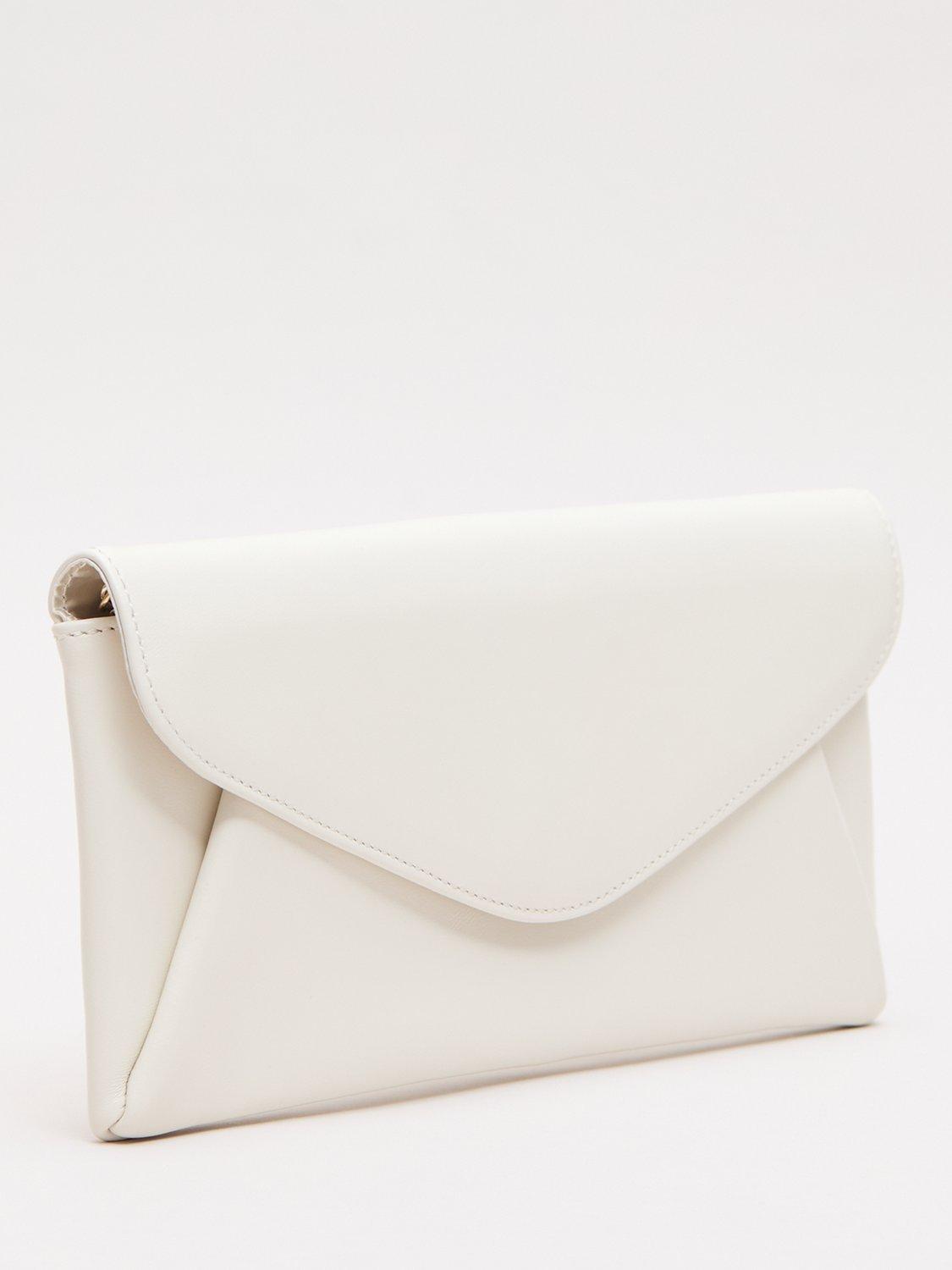 Product image 2 of 8, which shows Phase Eight Envelope Pure Leather Clutch Bag, Cream, One Size