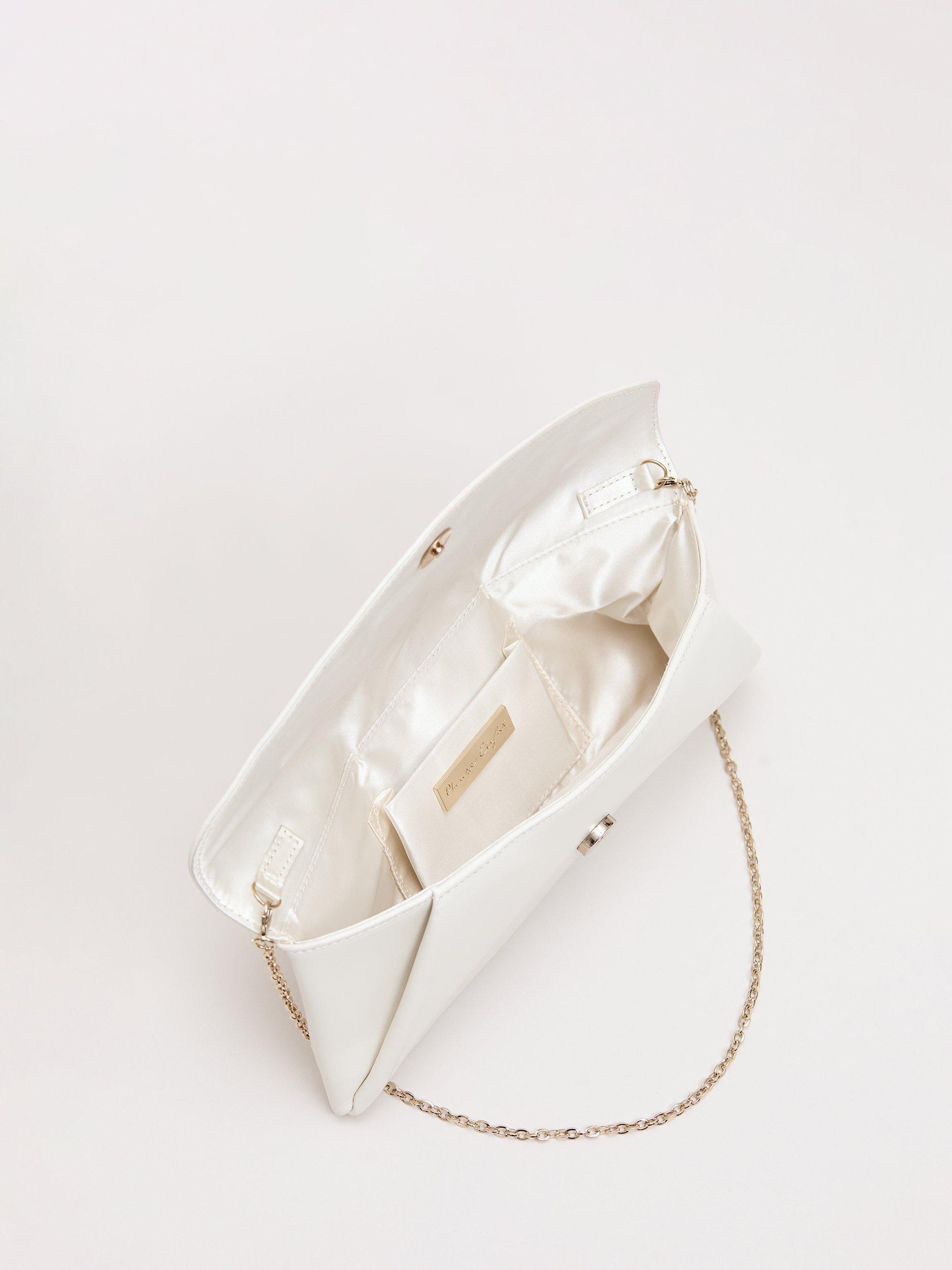 Product image 4 of 8, which shows Phase Eight Envelope Pure Leather Clutch Bag, Cream, One Size