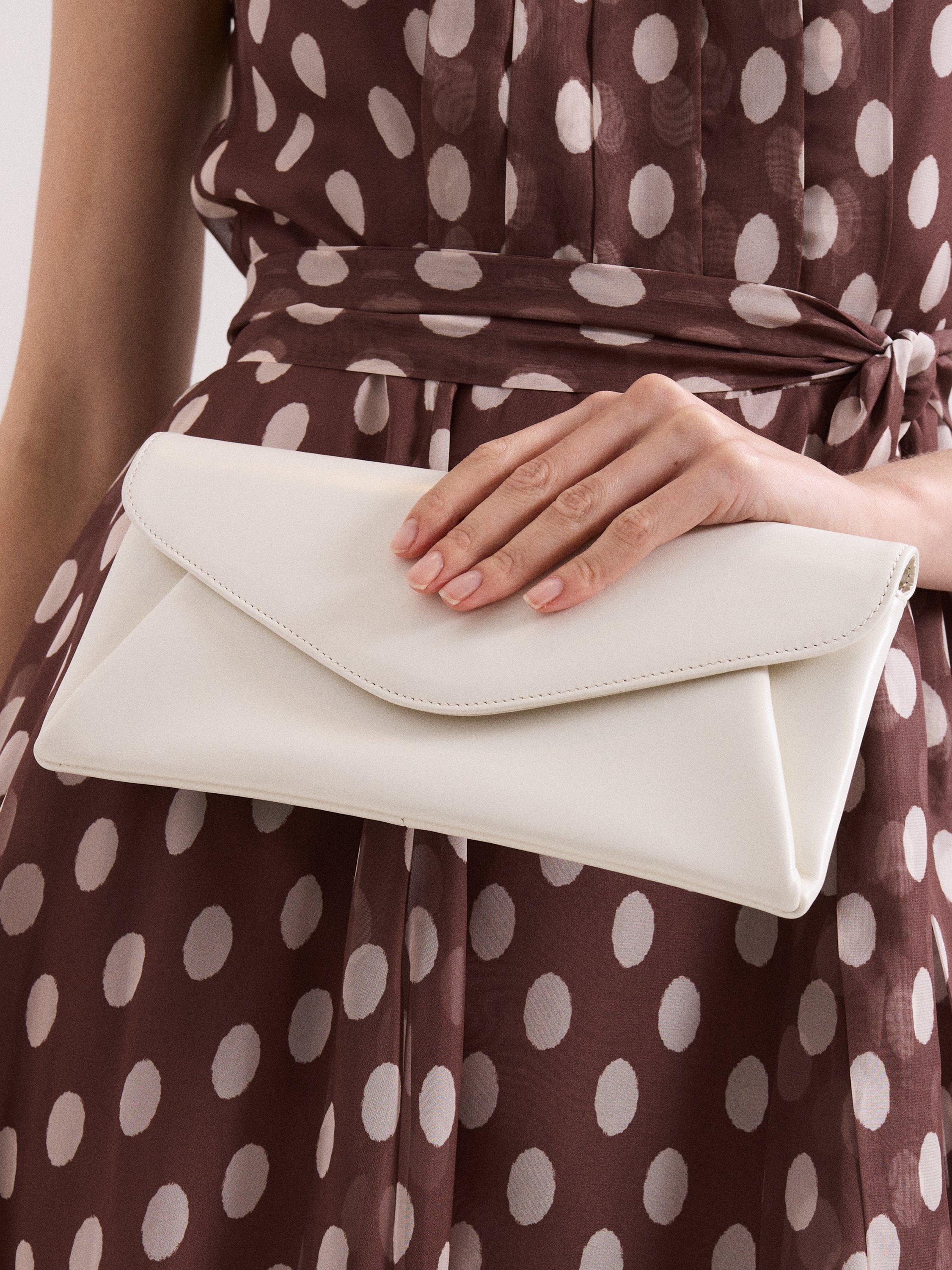 Product image 7 of 8, which shows Phase Eight Envelope Pure Leather Clutch Bag, Cream, One Size