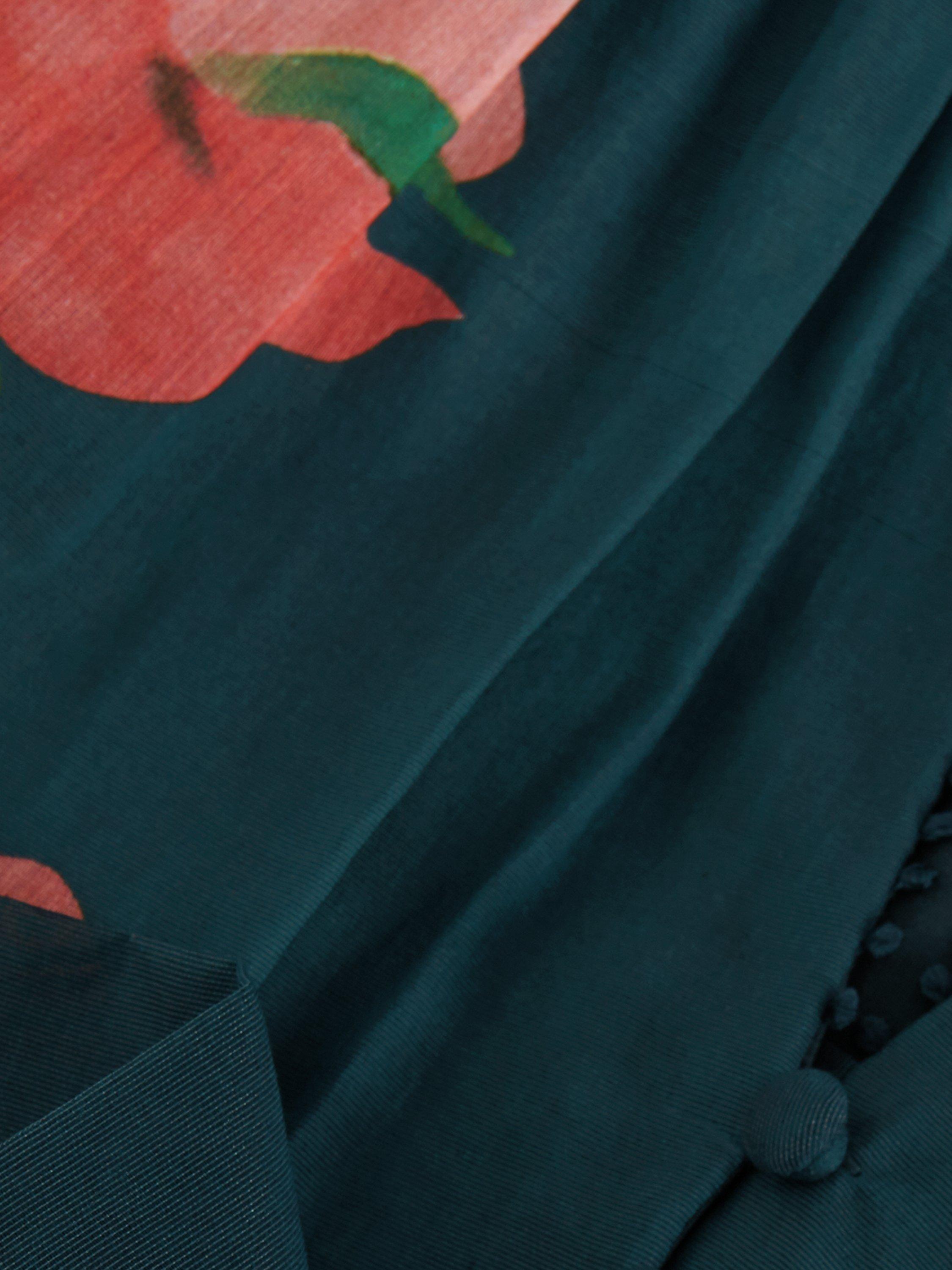 Product image 6 of 9, which shows Phase Eight Lucinda Button Neck Floral Dress, Teal/Multi, 10