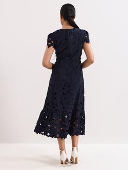 Phase Eight Petite Leilani Lace Midi Dress, Navy - view 2, Navy