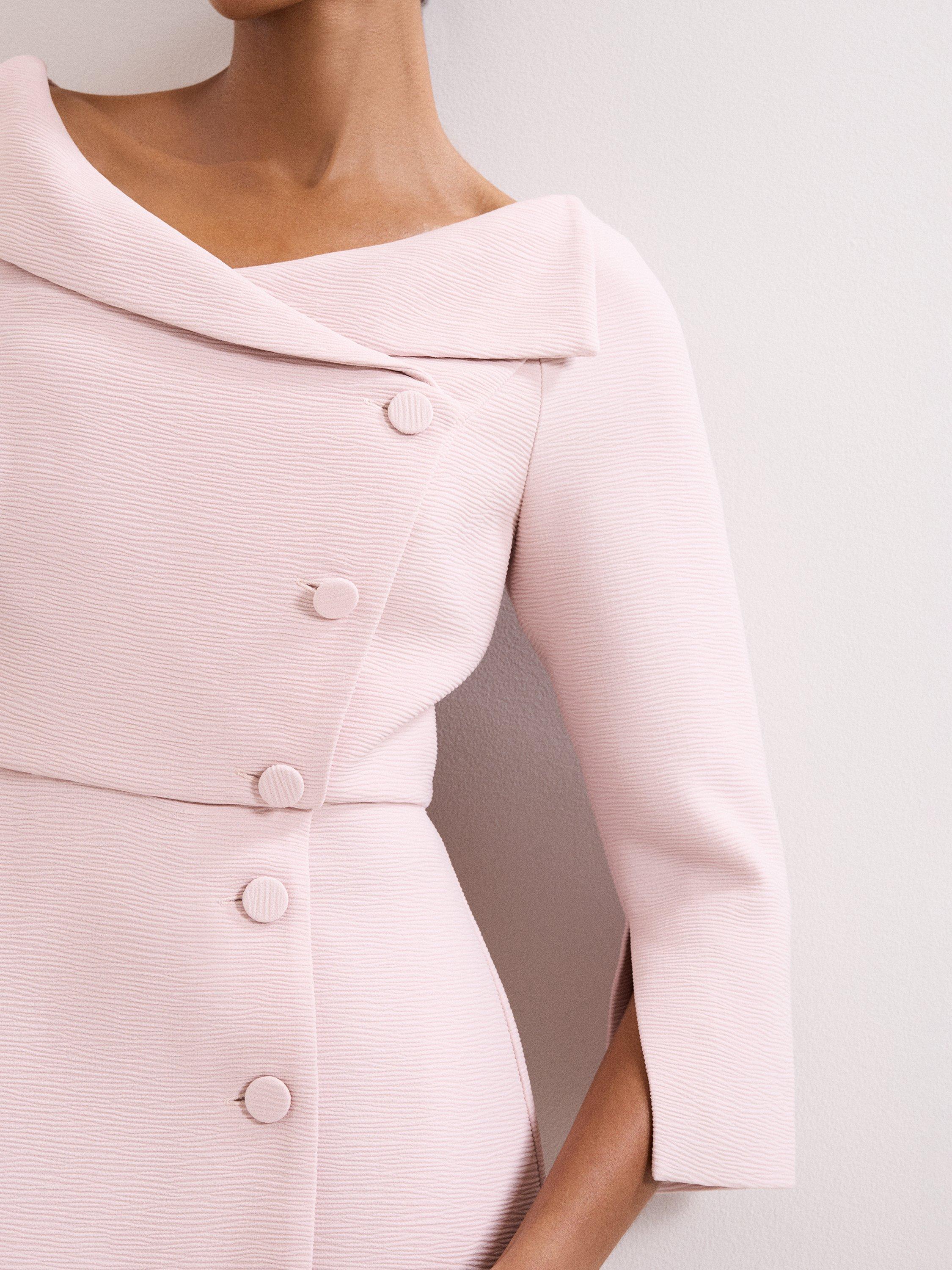 Product image 7 of 9, which shows Phase Eight Sienna Tuxedo Dress, Pale Pink, 10