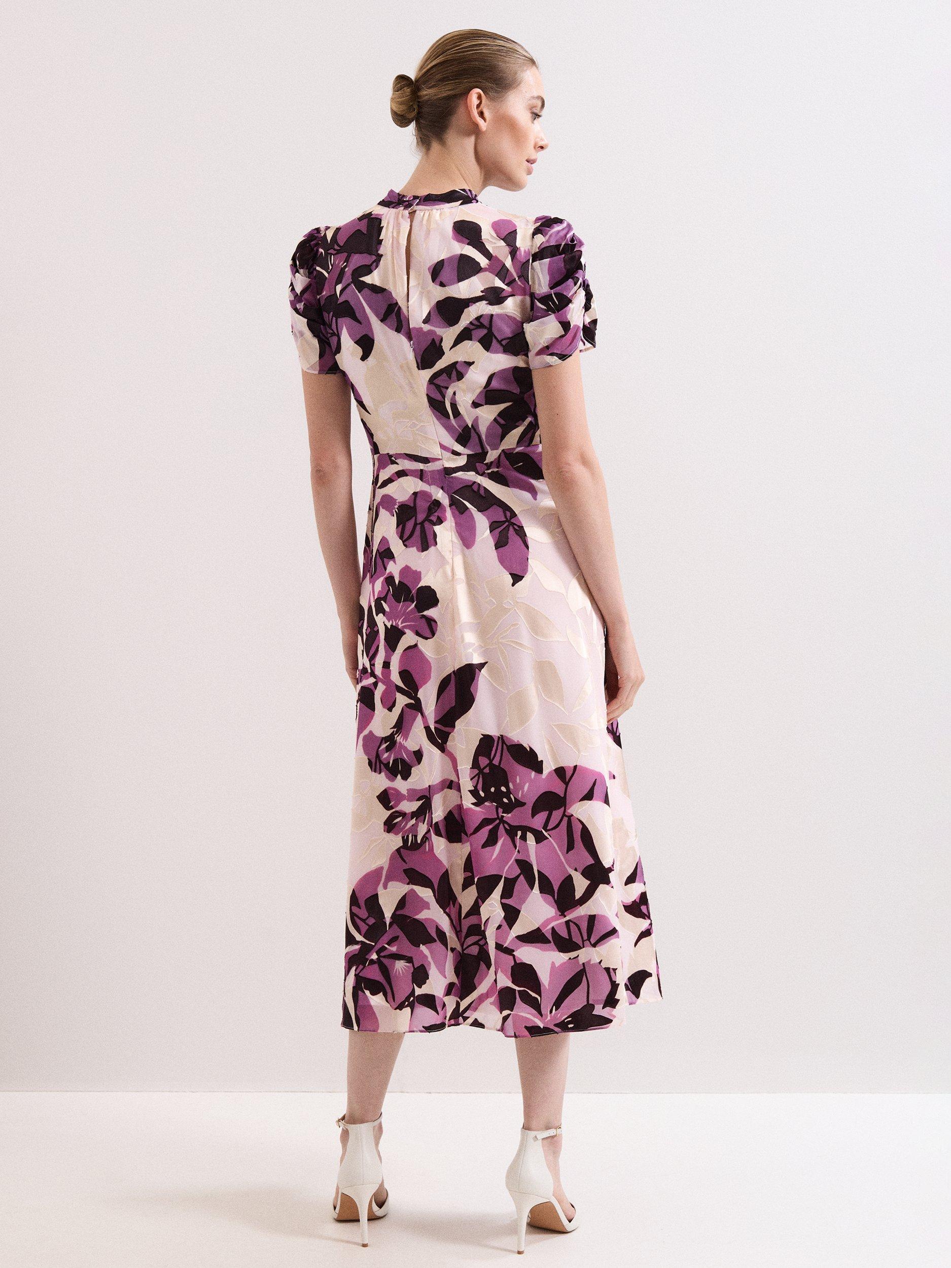 PHUPHA: Tiwas Phurung Ceremony　2LP Phase Eight Tilly Floral Burnout Midi Dress, Cream