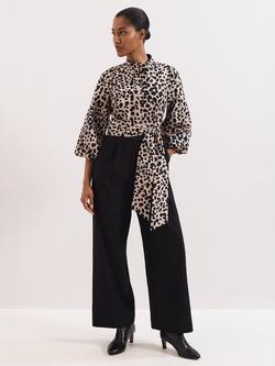 Phase Eight Bree Leopard Print Wide Leg Jumpsuit, Black/Multi, Black/Multi