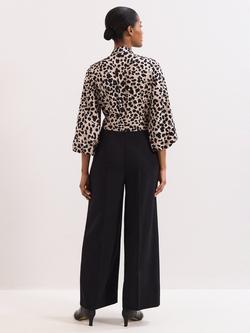 Phase Eight Bree Leopard Print Wide Leg Jumpsuit, Black/Multi - view 2, Black/Multi