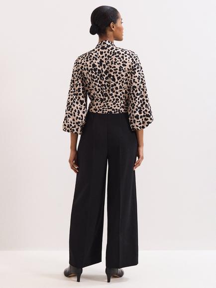 Phase Eight Bree Leopard Print Wide Leg Jumpsuit, Black/Multi - view 2, Black/Multi