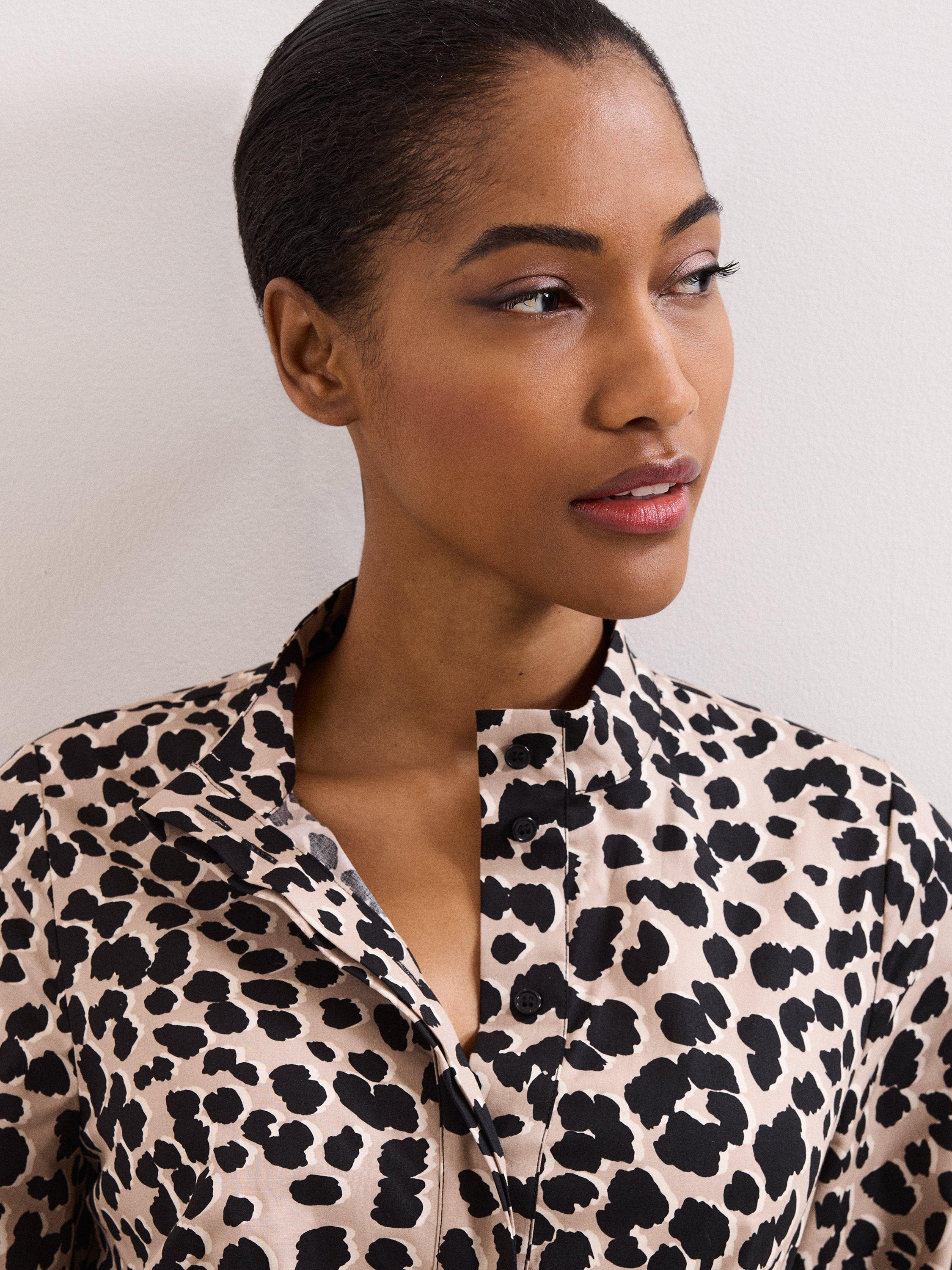 Product image 8 of 8, which shows Phase Eight Bree Leopard Print Wide Leg Jumpsuit, Black/Multi, 10