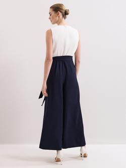 Phase Eight Brylee Colour Block Jumpsuit, Navy/Ivory - view 2, Navy/Ivory