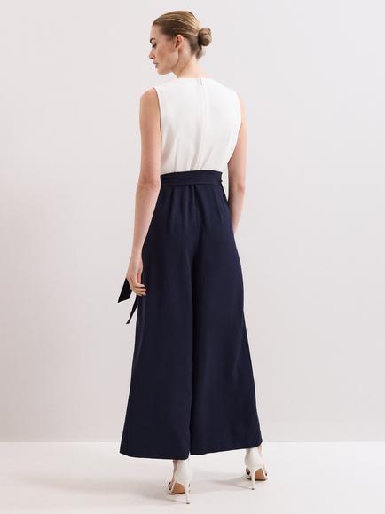 Phase Eight Brylee Colour Block Jumpsuit, Navy/Ivory - view 2, Navy/Ivory