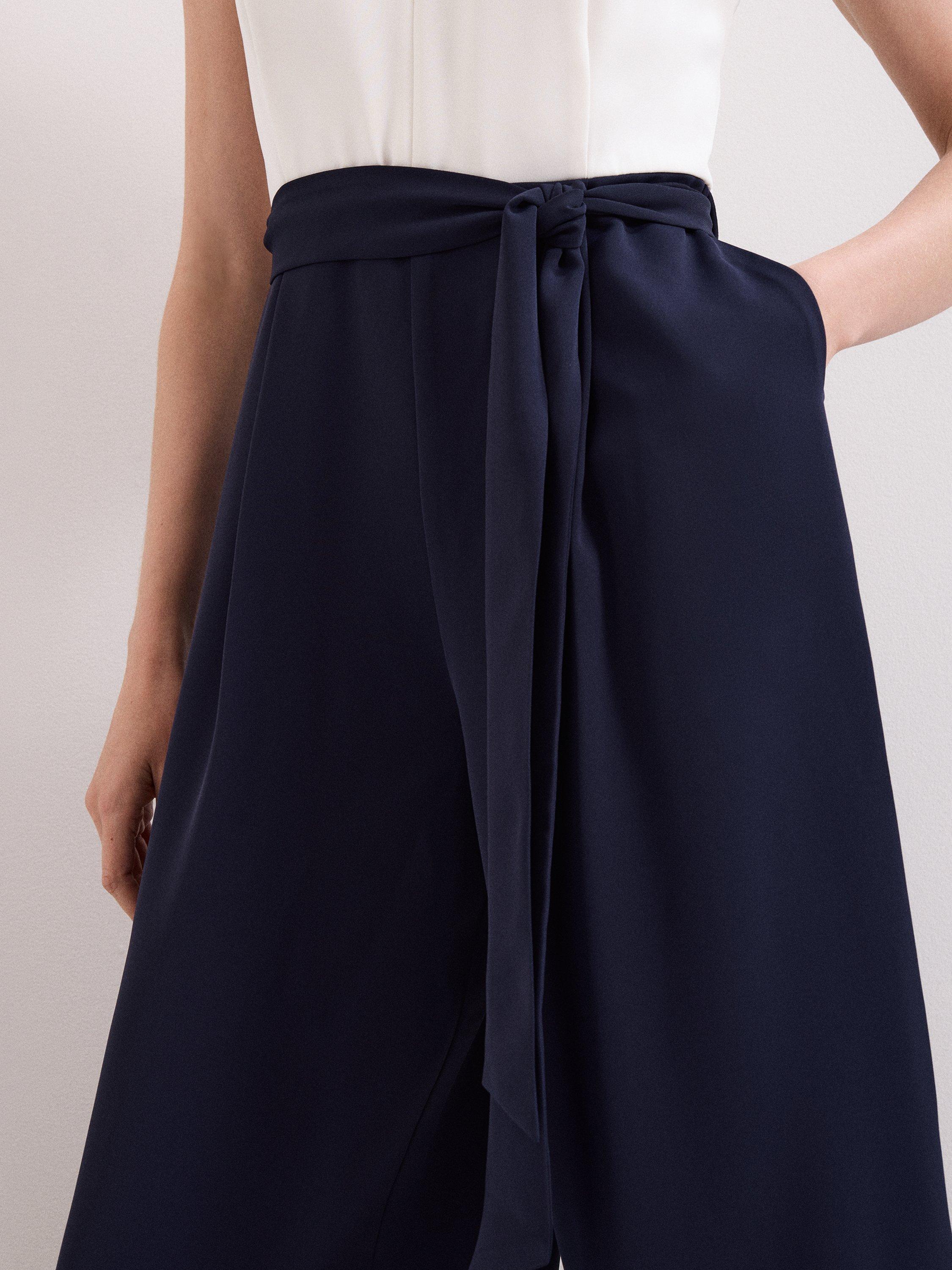 Product image 7 of 9, which shows Phase Eight Brylee Colour Block Jumpsuit, Navy/Ivory, 10