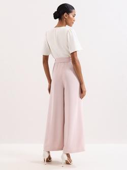 Phase Eight Kallie Colour Block Wide Leg Jumpsuit, Pale Pink - view 2, Pale Pink