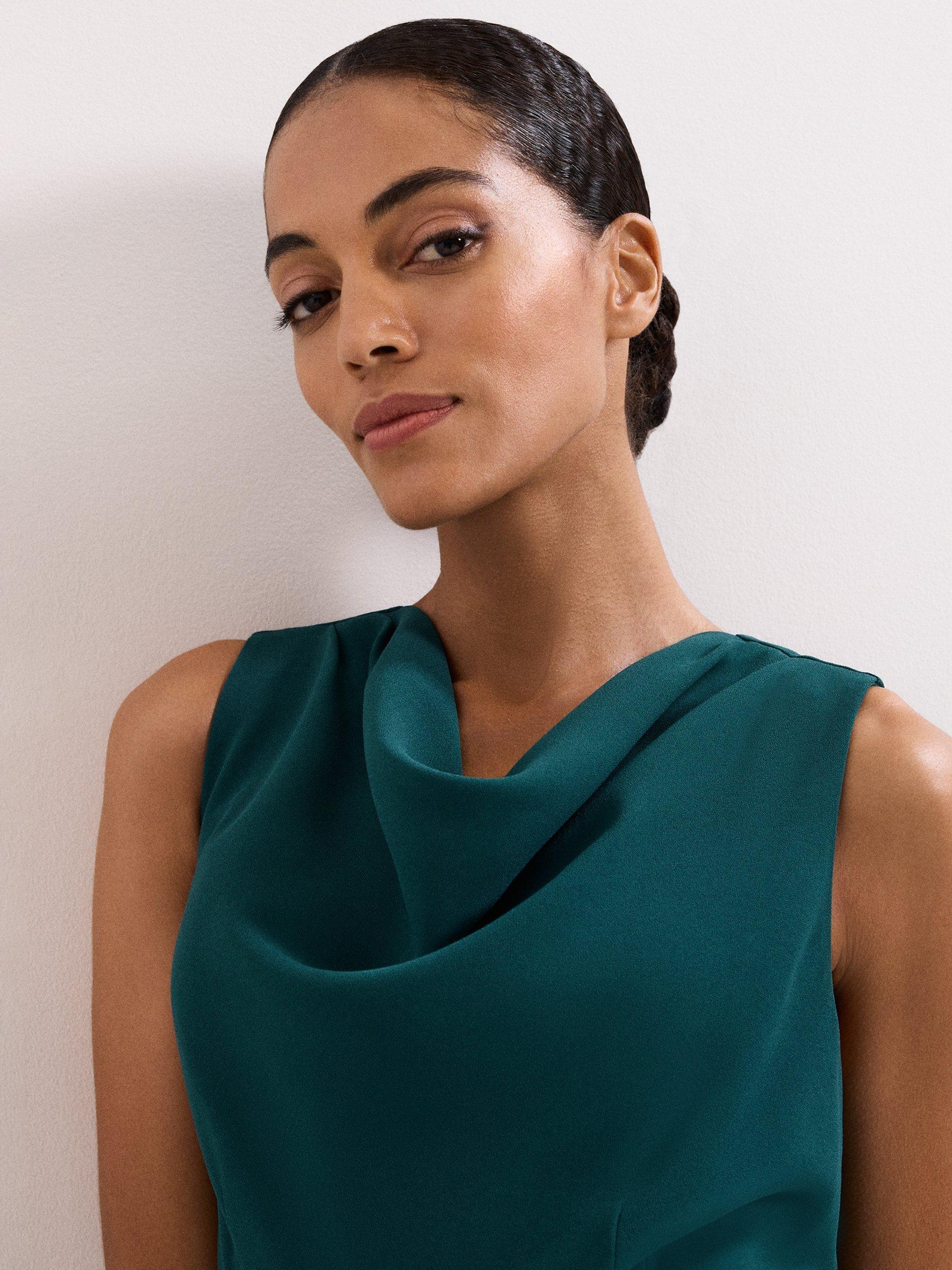 Product image 4 of 8, which shows Phase Eight Monique Cowl Neck Jumpsuit, Teal, 10