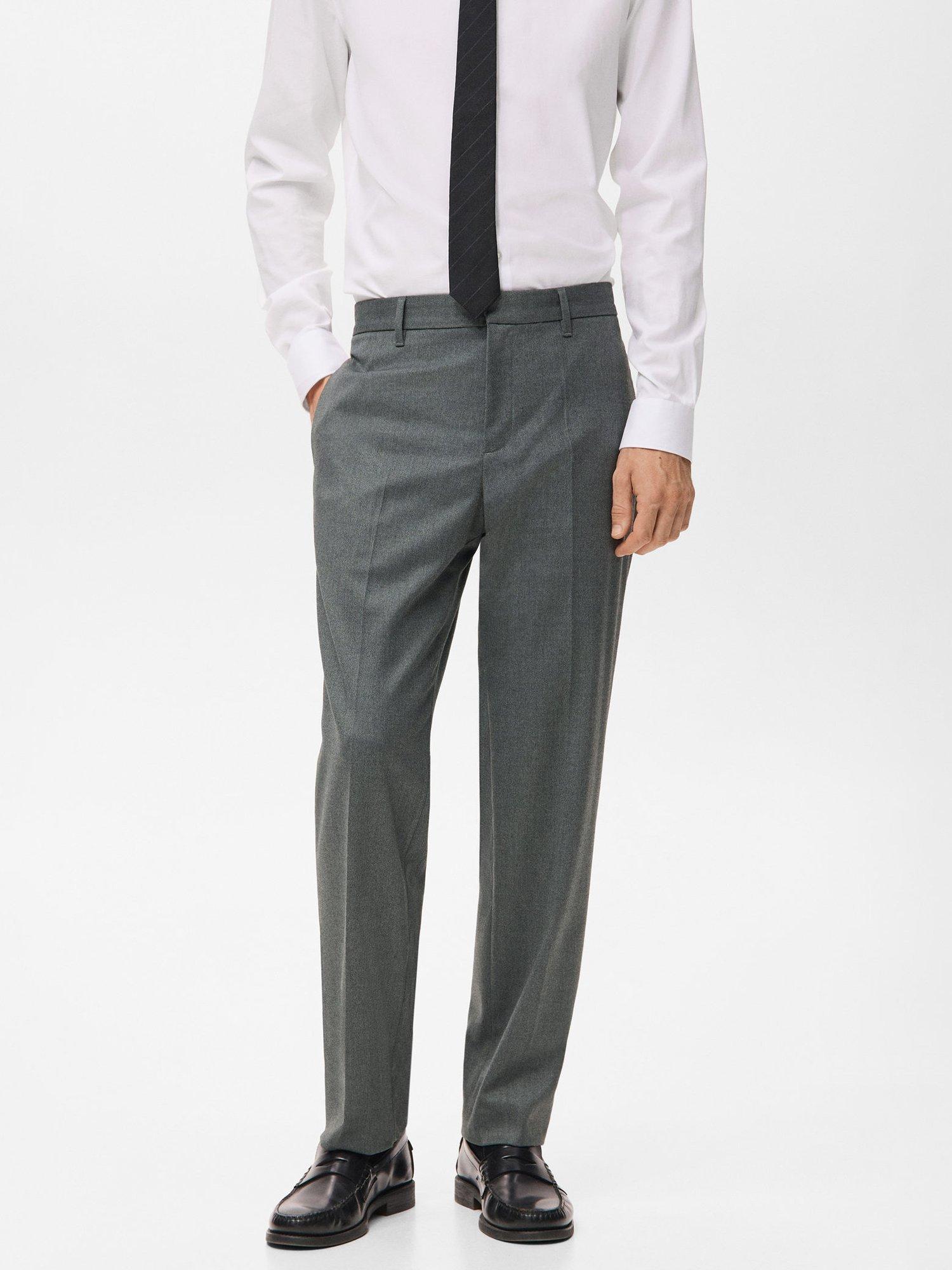 Product image 1 of 8, which shows Mango Dover Straight-Leg Tailored Trousers, Grey, 30