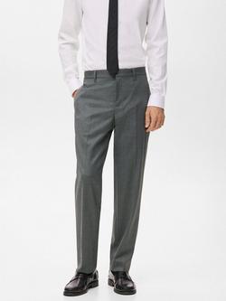 Mango Dover Straight-Leg Tailored Trousers, Grey, Grey