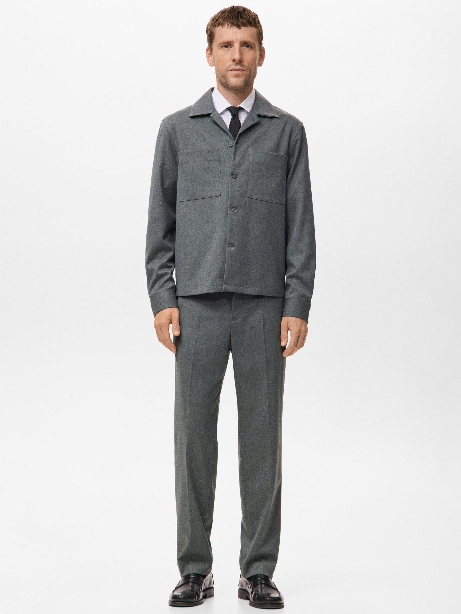 Product image 2 of 8, which shows Mango Dover Straight-Leg Tailored Trousers, Grey, 30
