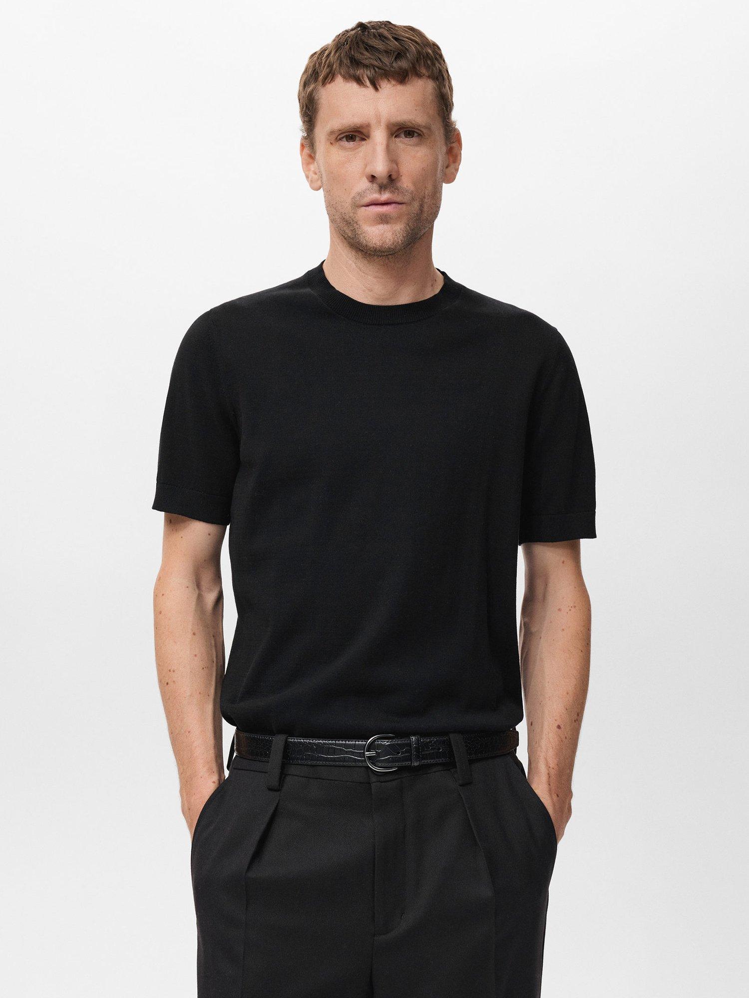 Product image 1 of 8, which shows Mango Arraona Cotton T-Shirt, Black, S