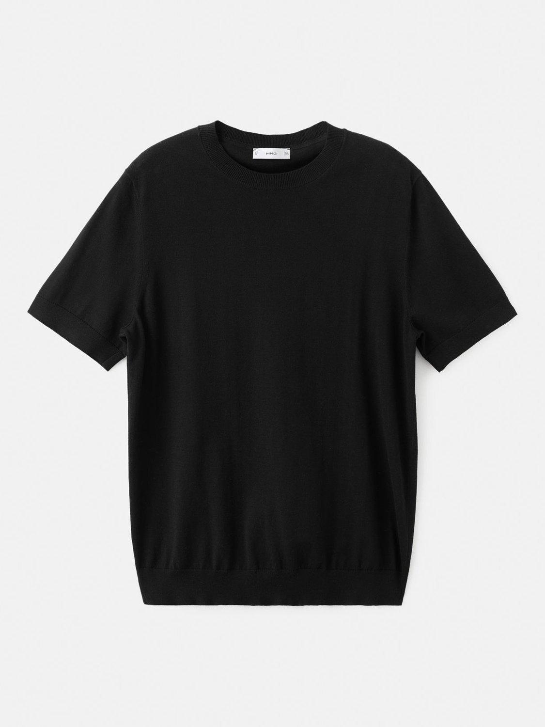 Product image 3 of 8, which shows Mango Arraona Cotton T-Shirt, Black, S