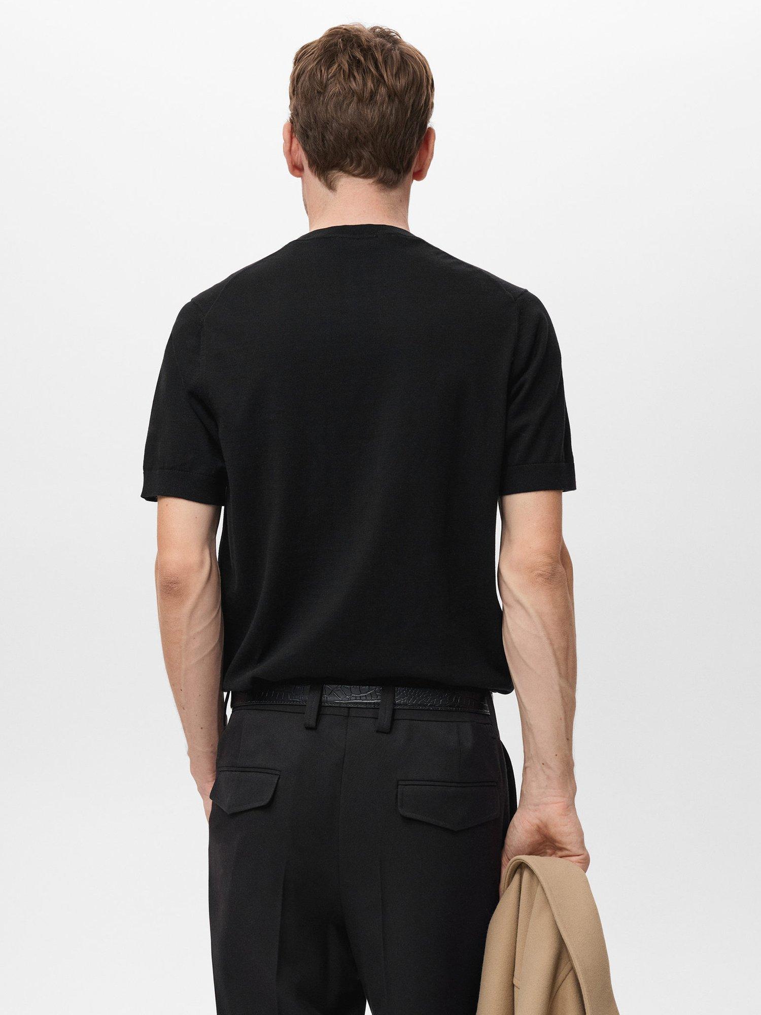 Product image 4 of 8, which shows Mango Arraona Cotton T-Shirt, Black, S