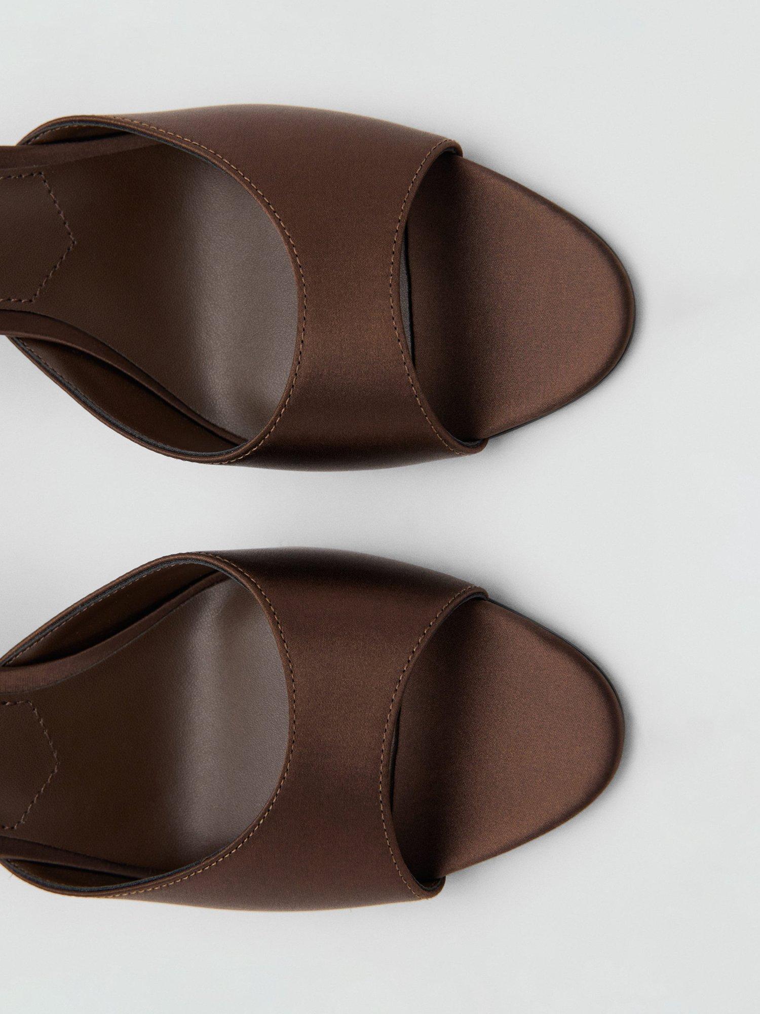 Product image 3 of 4, which shows Mango Fancys Satin High Heel Sandals, Dark Brown, 2