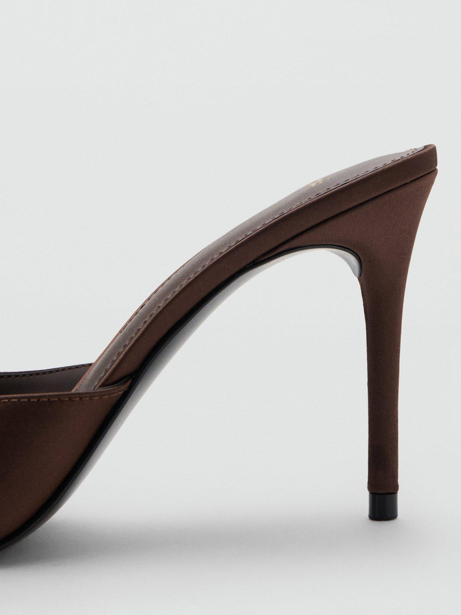 Product image 4 of 4, which shows Mango Fancys Satin High Heel Sandals, Dark Brown, 2