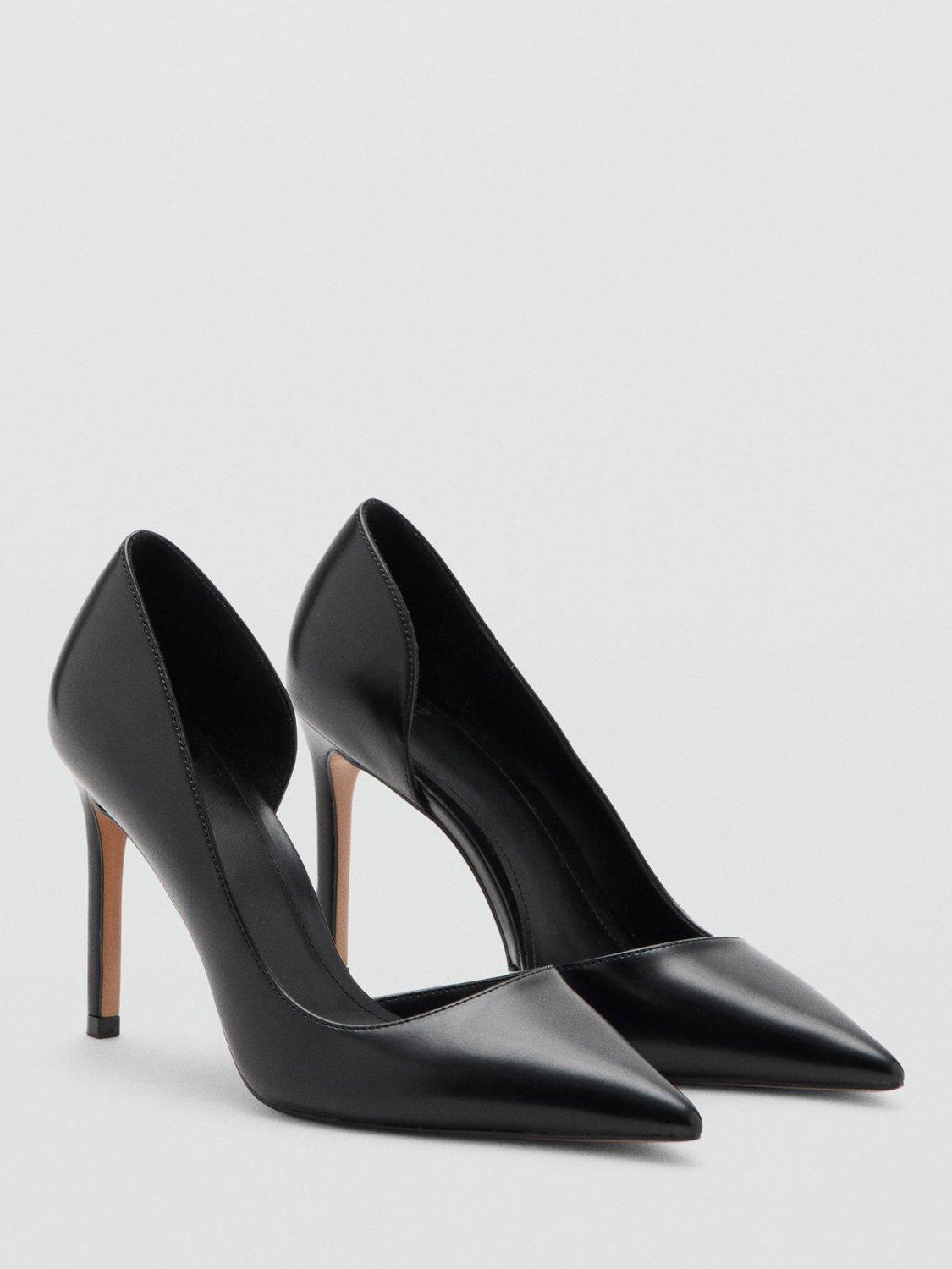 Mango Audrey Asymmetric Stiletto Heel Court Shoes, Black