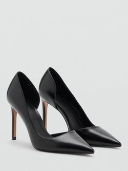 Mango Audrey Asymmetric Stiletto Heel Court Shoes - view 2, Black