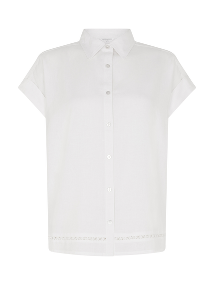 Accessorise Trim Boxy Shirt, White, White