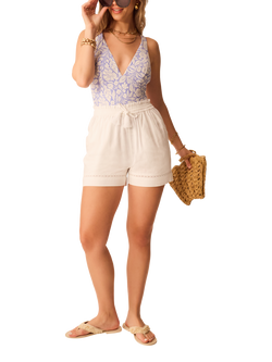 Accessorize Lace Trim Beach Shorts, White, White