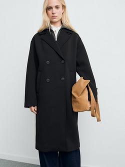 Mango Nero Longline Coat, Black