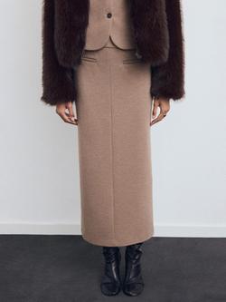 Mango Luca Midi Skirt, Brown, Brown