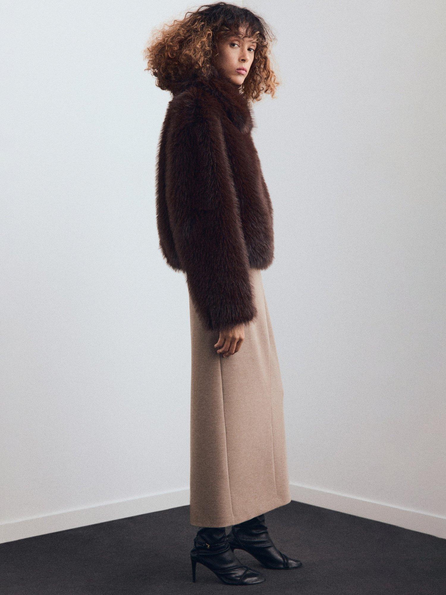 Product image 2 of 6, which shows Mango Luca Midi Skirt, Brown, L