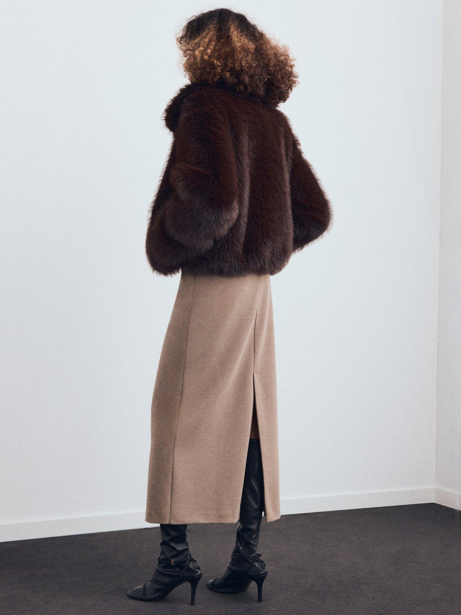 Product image 4 of 6, which shows Mango Luca Midi Skirt, Brown, L