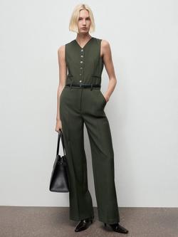 Mango Eune Jumpsuit, Beige/Khaki
