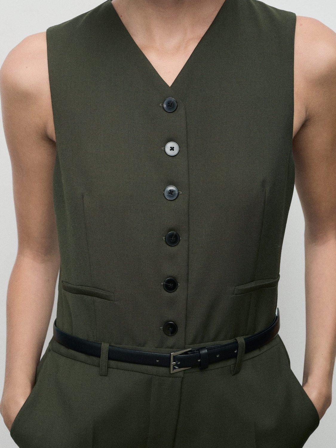 Product image 6 of 7, which shows Mango Eune Jumpsuit, Beige/Khaki, L