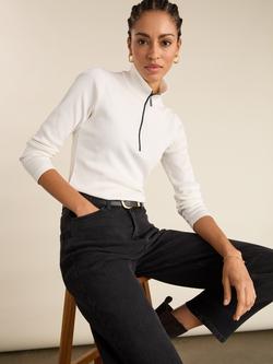 Baukjen Clayton Zip Turtleneck Top, Soft White