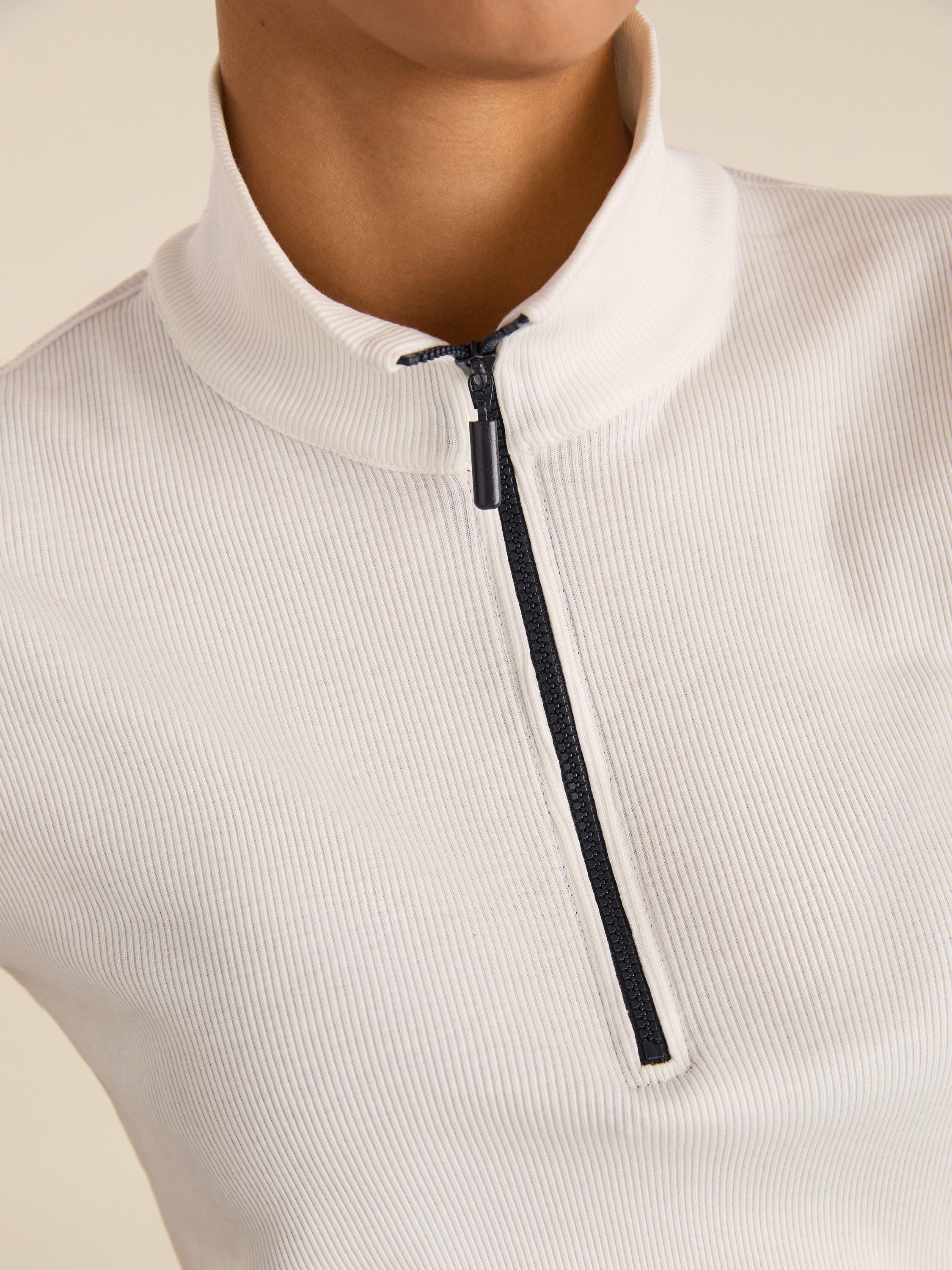Product image 2 of 6, which shows Baukjen Clayton Zip Turtleneck Top, Soft White, 6