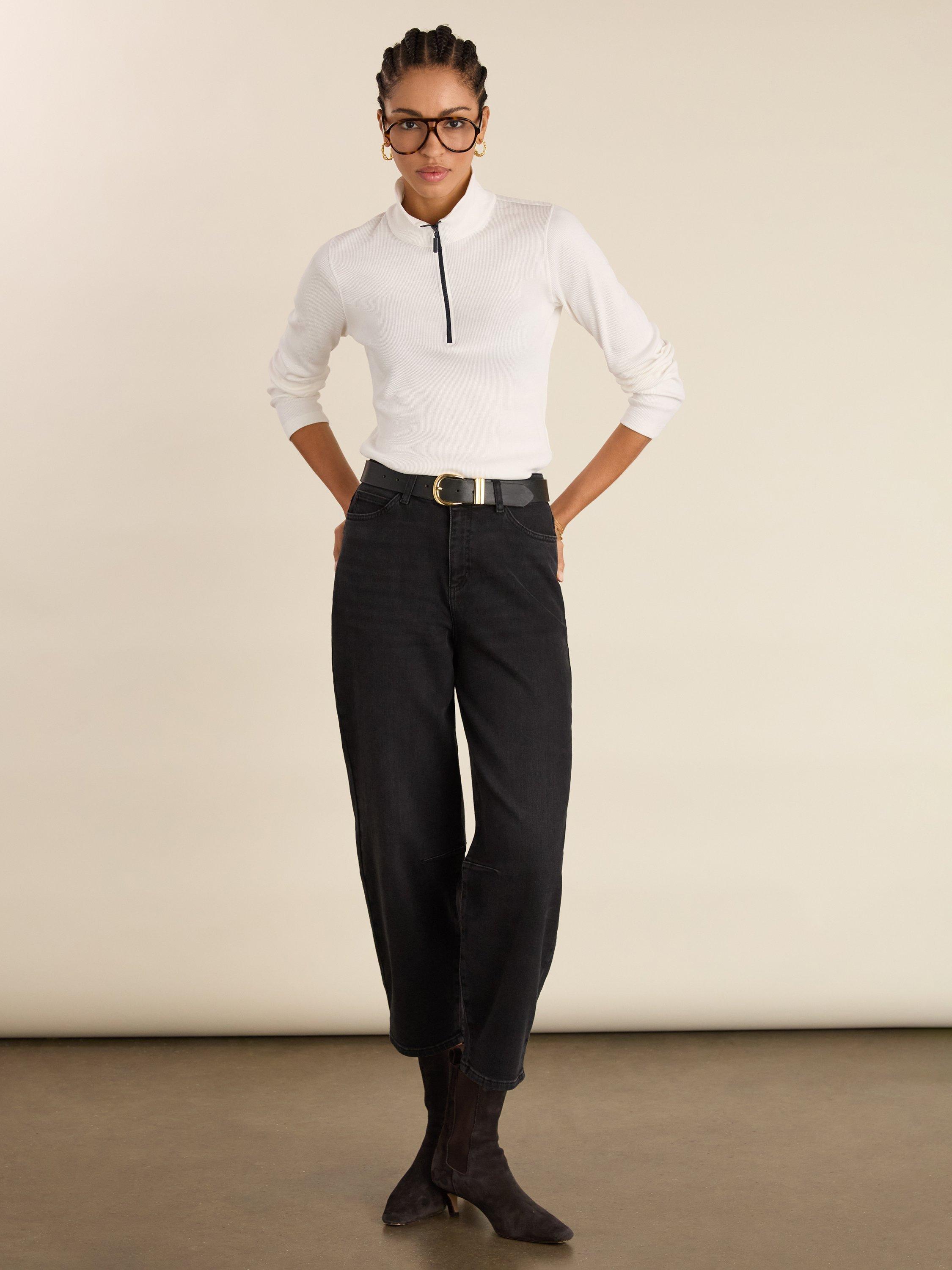 Product image 3 of 6, which shows Baukjen Clayton Zip Turtleneck Top, Soft White, 6