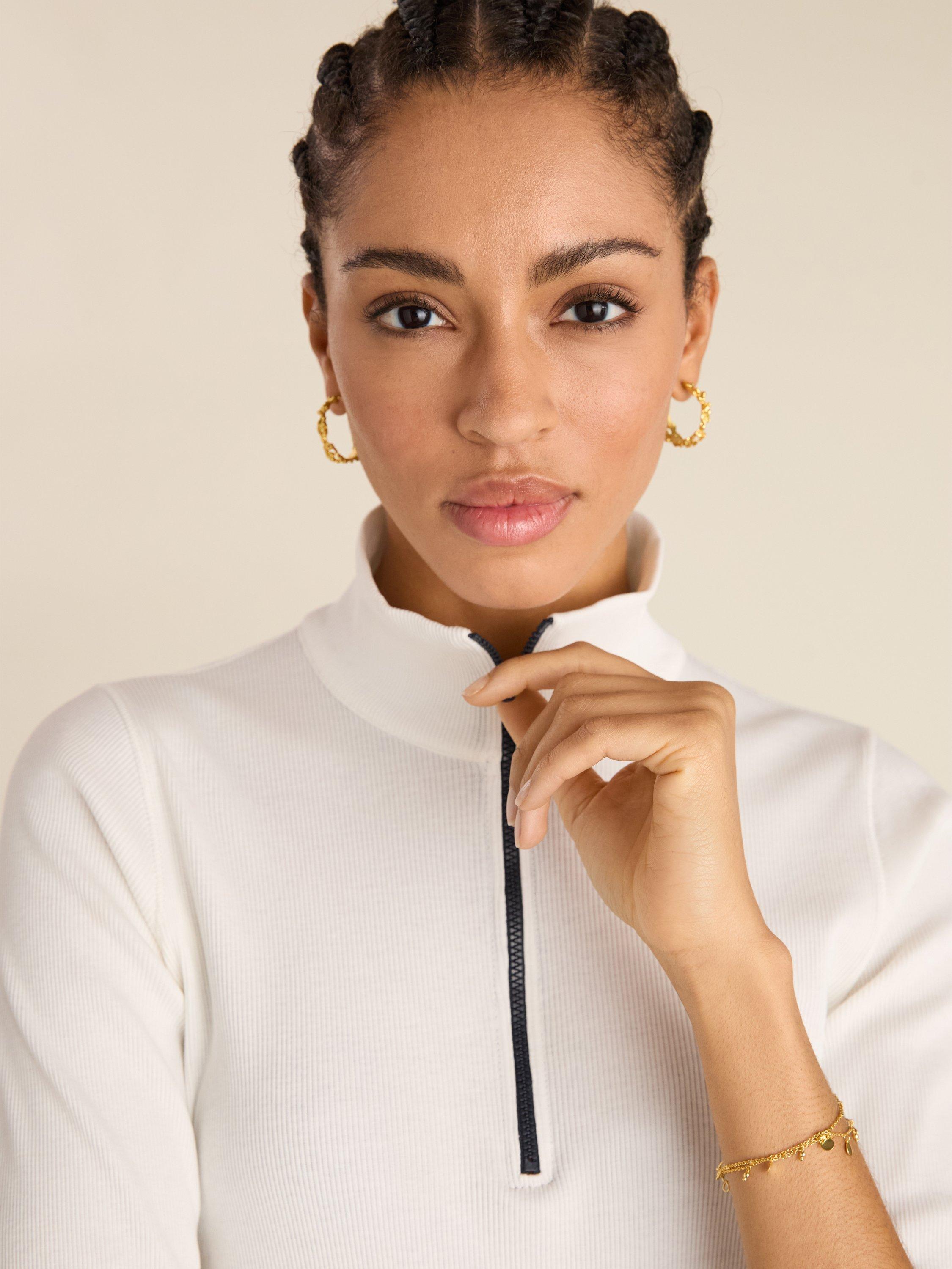 Product image 5 of 6, which shows Baukjen Clayton Zip Turtleneck Top, Soft White, 6