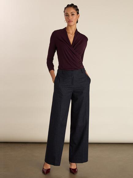 Baukjen Gylda Jersey Wrap Top containing LENZING™ ECOVERO™ Viscose, Plum - view 2, Plum
