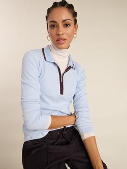 Baukjen Joely Zip Collar Jersey Top, Ice Blue/Plum, Ice Blue/Plum
