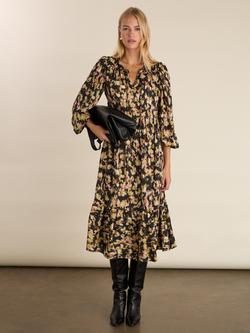 Baukjen Cleo Blossom Midi Dress, Navy/Multi, Navy/Multi