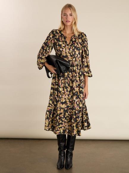 Baukjen Cleo Blossom Midi Dress, Navy/Multi, Navy/Multi