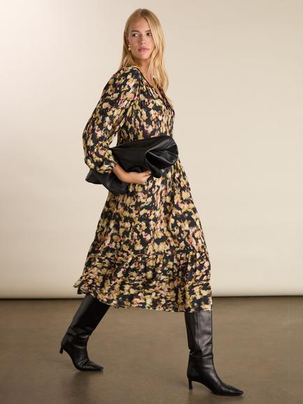Baukjen Cleo Blossom Midi Dress, Navy/Multi - view 2, Navy/Multi