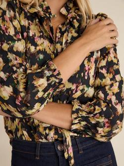 Baukjen Eve Frill Collar Floral Blouse, Navy/Multi - view 2, Navy/Multi